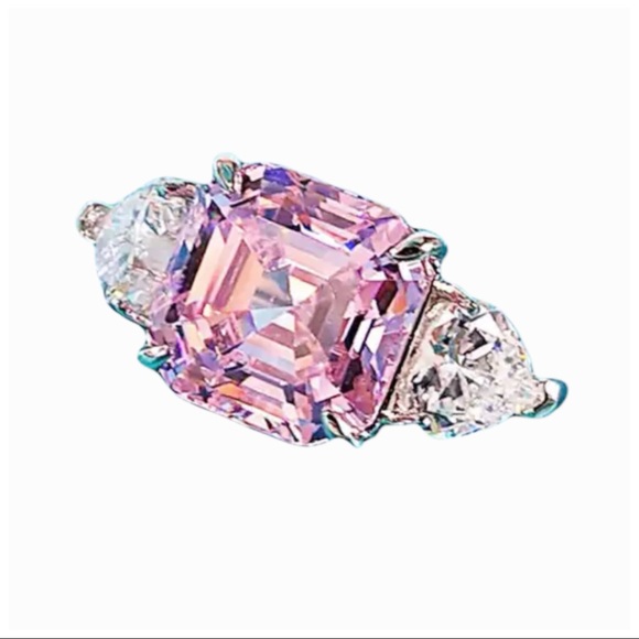The Jamielee Asscher Cut Pink Diamond 925 Sterling Silver Ring - Picture 3 of 6
